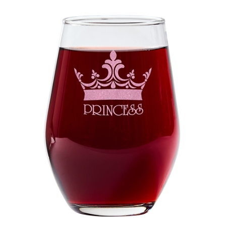 Sparkle Crown Stemless Wine Glass
