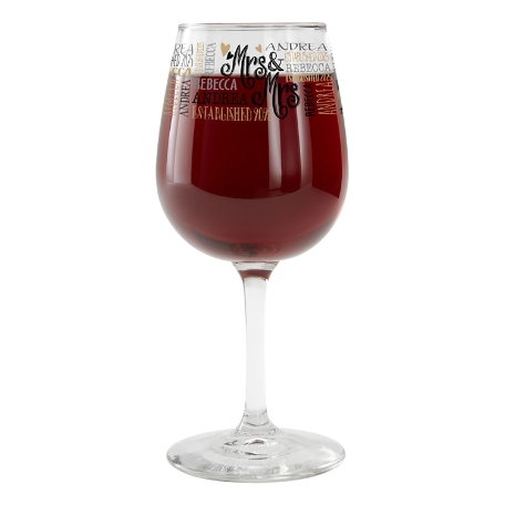 Signature Style Wedding Couple Wine Glass-Mrs. & Mrs.