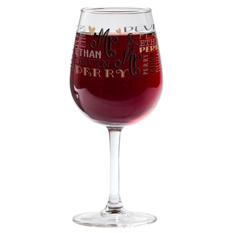 Signature Style Wedding Couple Wine Glass -Mr. & Mr.
