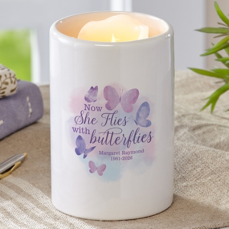 Butterfly Wings Memorial LED Votive Personalized Candle