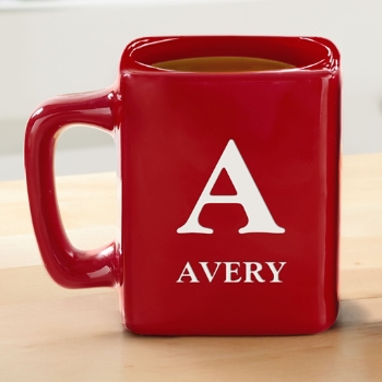 Initial & Name Red Square Mug