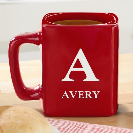 Initial & Name Red Square Mug