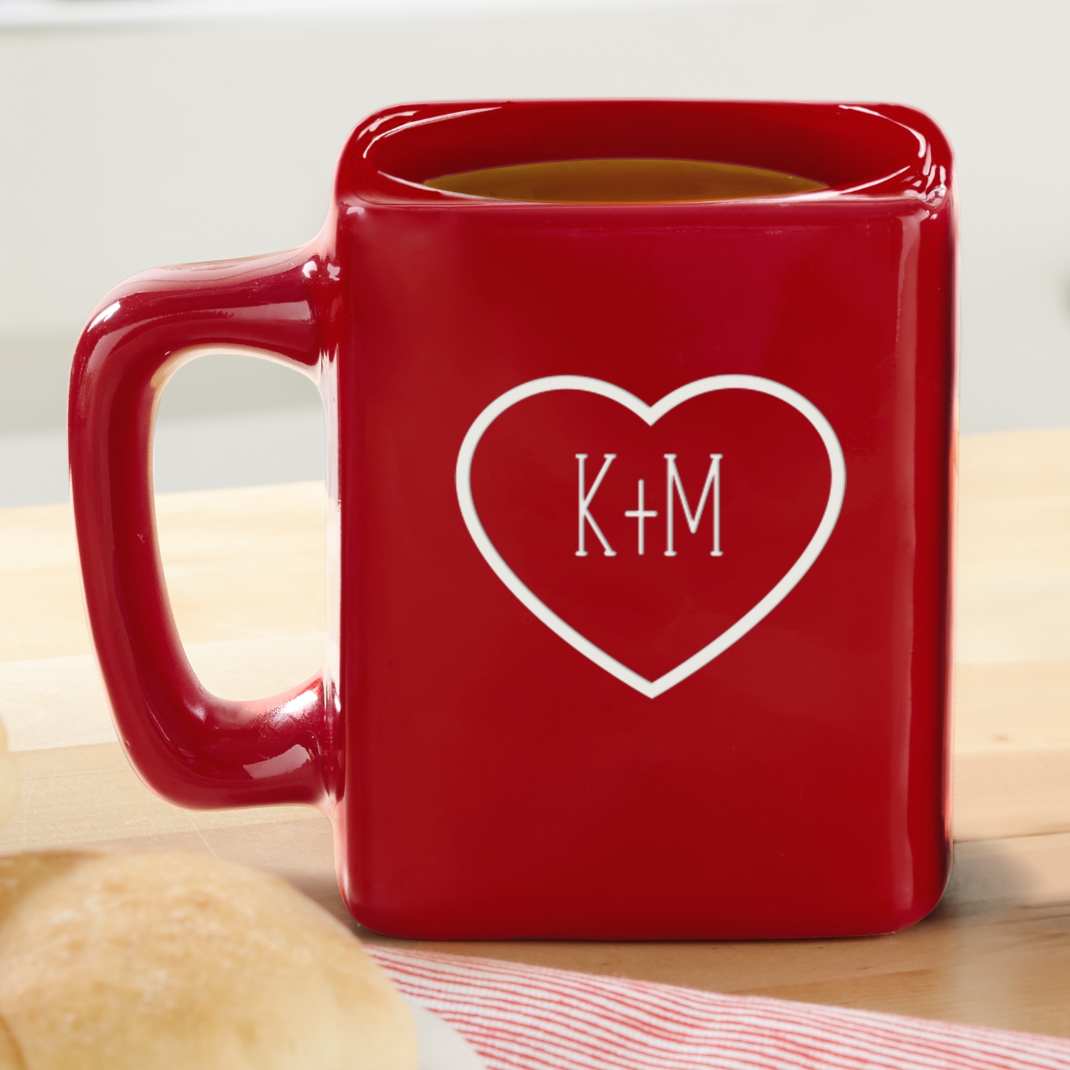 Message in Heart Red Square Mug