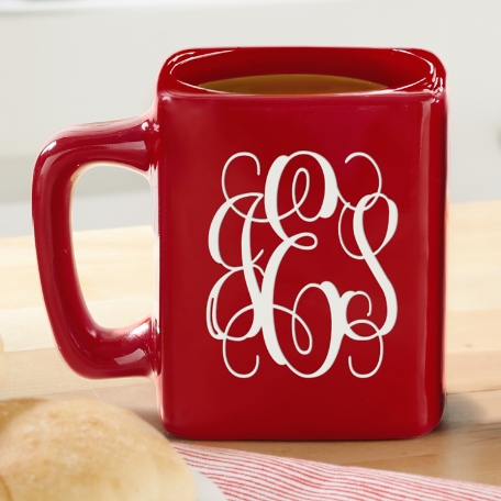 Script Monogram Red Square Mug