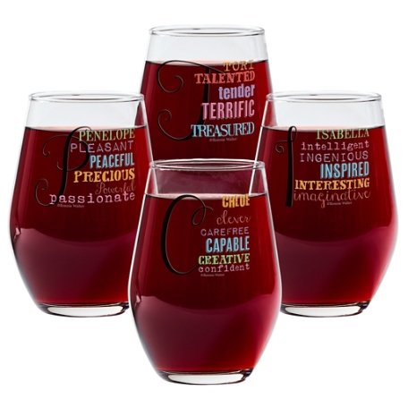 All About Her Stemless Wine Glass - Set of 4