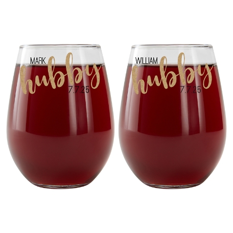 Better Half Stemless Wine Glasses Set-Hubby/Hubby