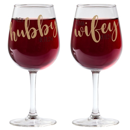 Better Half Wine Glasses Set - Hubby/Wifey