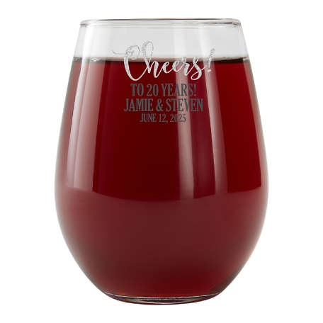 Cheers! Anniversary Stemless Wine Glass