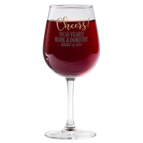 Cheers! Anniversary Wine Glass