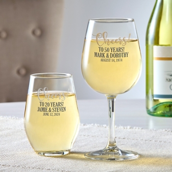 Cheers! Anniversary Wine Glasses