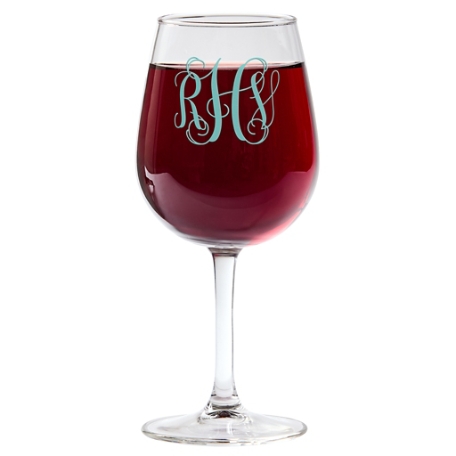 Colorful Monogram Wine Glass