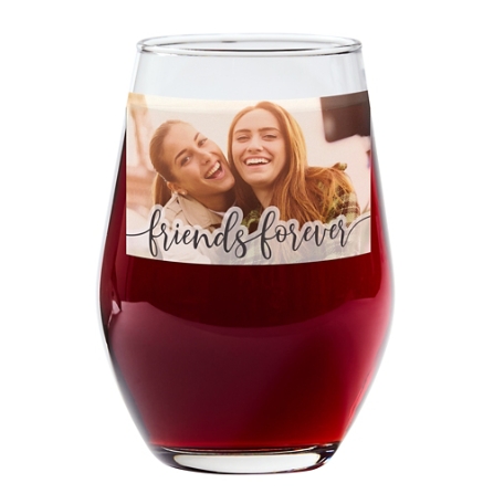 Forever Friends Photo Wine Stemless Glass