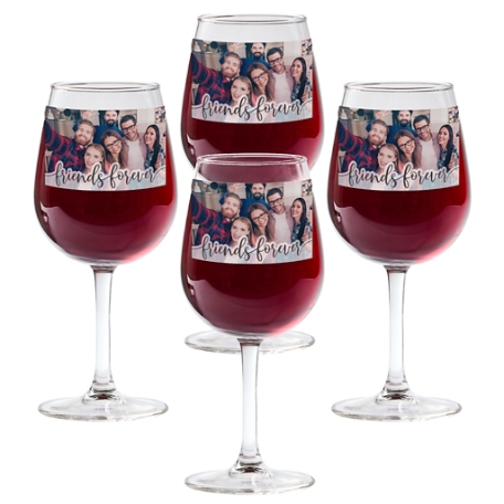 Forever Friends Photo Wine Glass - Set of 4