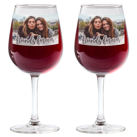 Forever Friends Photo Wine Glass - Set of 2