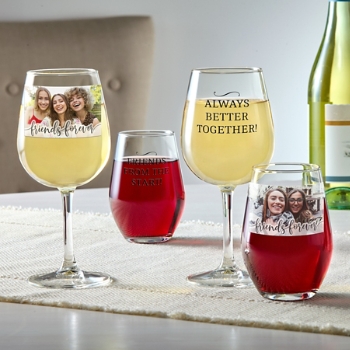 Forever Friends Photo Wine Glasses