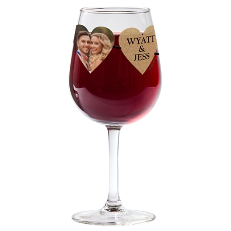 Two Hearts One Love Photo Wine Glass