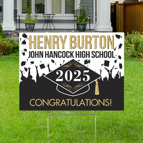 Hat's Off! Graduation Celebration Yard Sign