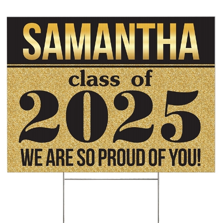 Shine Bright Graduation 2 Sided Yard Sign - Gold