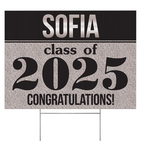 Shine Bright Graduation 2 Sided Yard Sign - Silver
