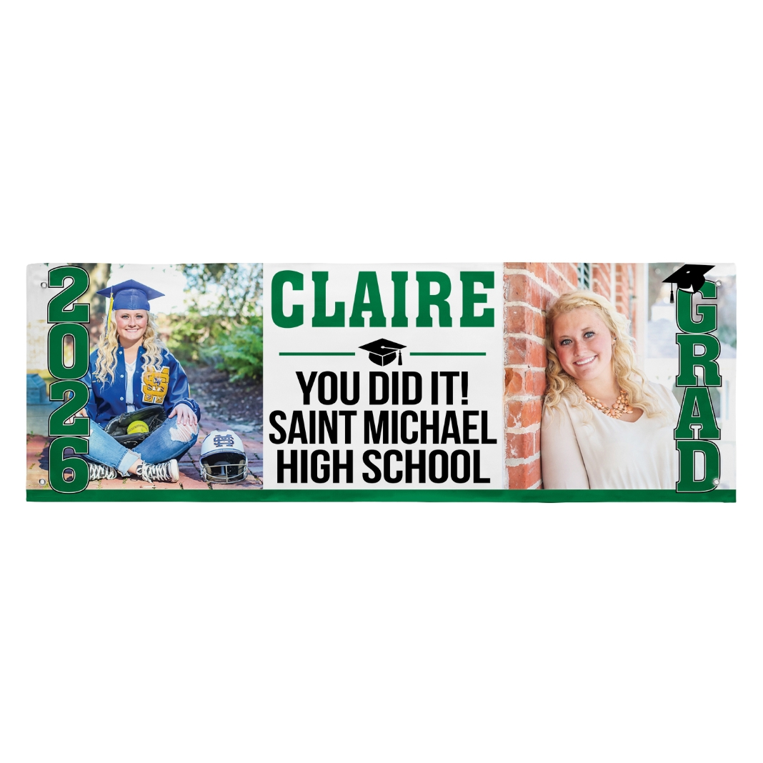 Stand Tall School Colors Graduation Banner - Green - 6ft | Personal ...