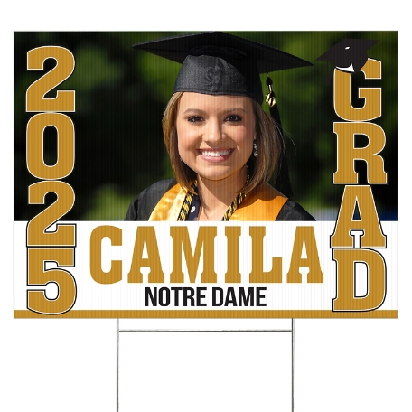 Stand Tall School Colors Graduation 2 Sided Yard Sign - Gold