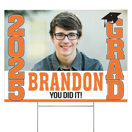 Stand Tall School Colors Graduation 2 Sided Yard Sign - Orange
