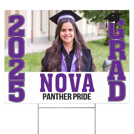 Stand Tall School Colors Graduation 2 Sided Yard Sign - Purple