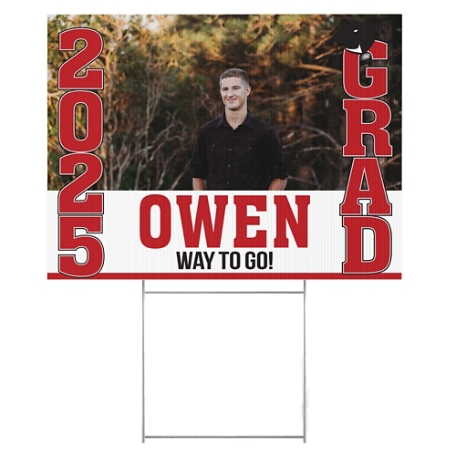 Stand Tall School Colors Graduation 2 Sided Yard Sign - Red