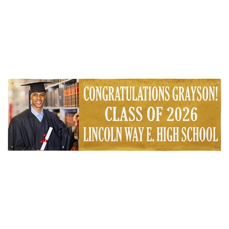 Create Your Own Banner - Photo & Message - Gold - 10 ft