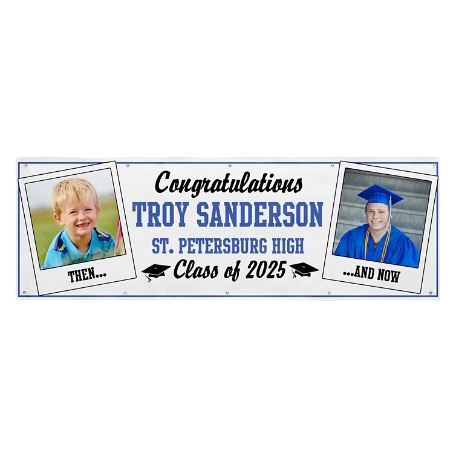 How Time Flies Graduation Photo Banner -10ft - Blu