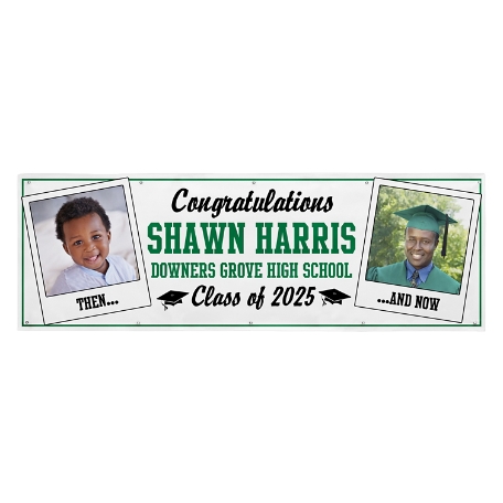 How Time Flies Graduation Photo Banner - 8 ft - Green