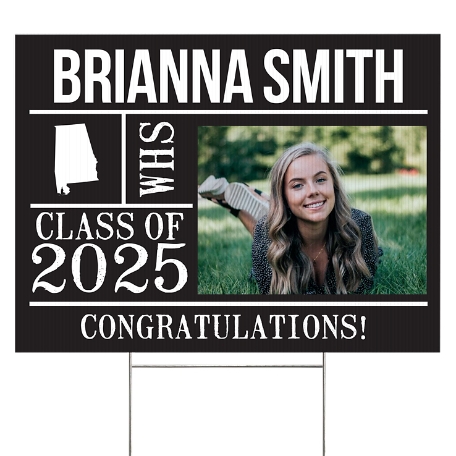 All About The Graduate Photo 2-Sided Yard Sign - Black