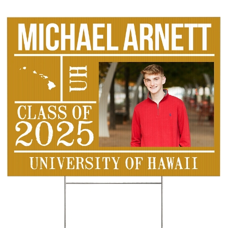 All About The Graduate Photo 2-Sided Yard Sign - Gold