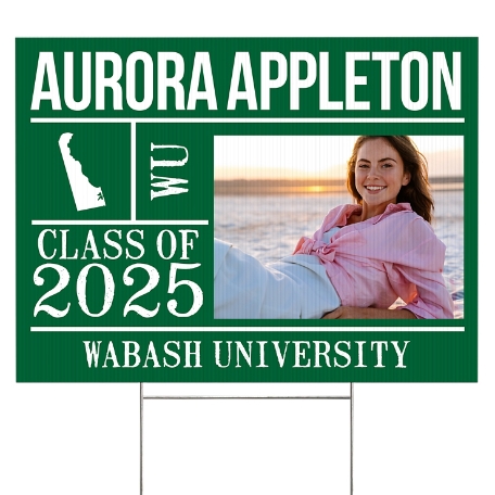 All About The Graduate Photo 2-Sided Yard Sign - Green
