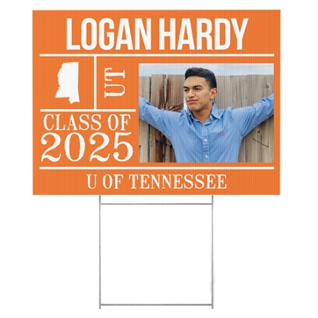 All About The Graduate Photo 2-Sided Yard Sign - Orange