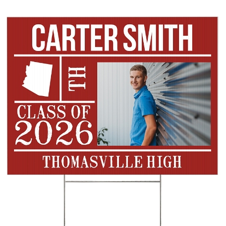 All About The Graduate Photo 2-Sided Yard Sign - Red