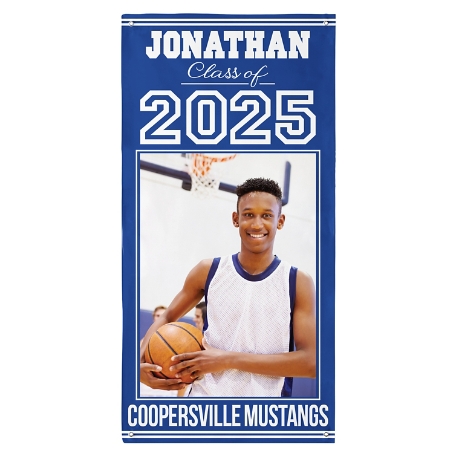 All Star Grad Photo Banner - 4 Ft Vertical - Blue