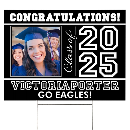 All Star Grad Photo 2- Sided Yard Sign - Black