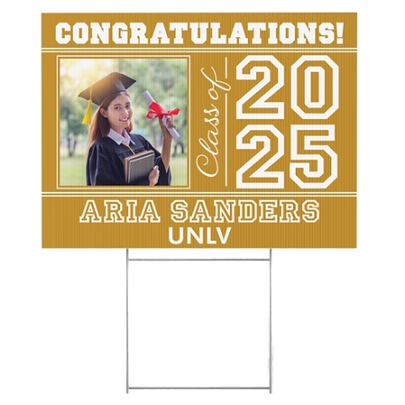 All Star Grad Photo 2- Sided Yard Sign - Gold