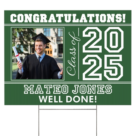 All Star Grad Photo 2- Sided Yard Sign- Green