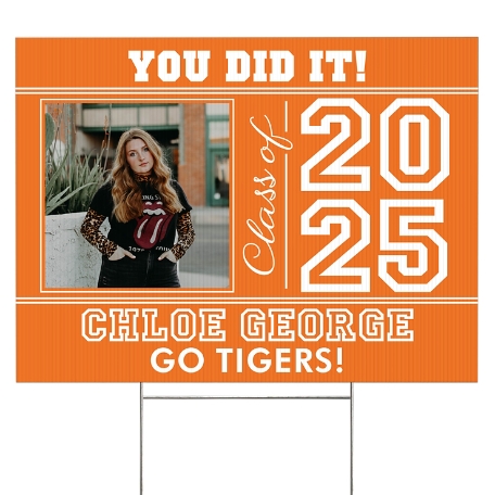 All Star Grad Photo 2- Sided Yard Sign - Orange