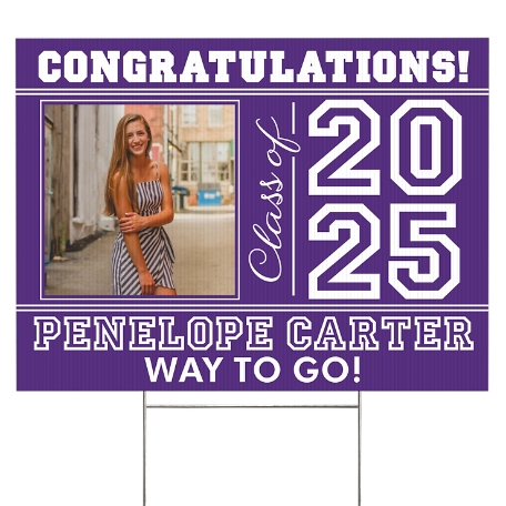 All Star Grad Photo 2- Sided Yard Sign- Purple