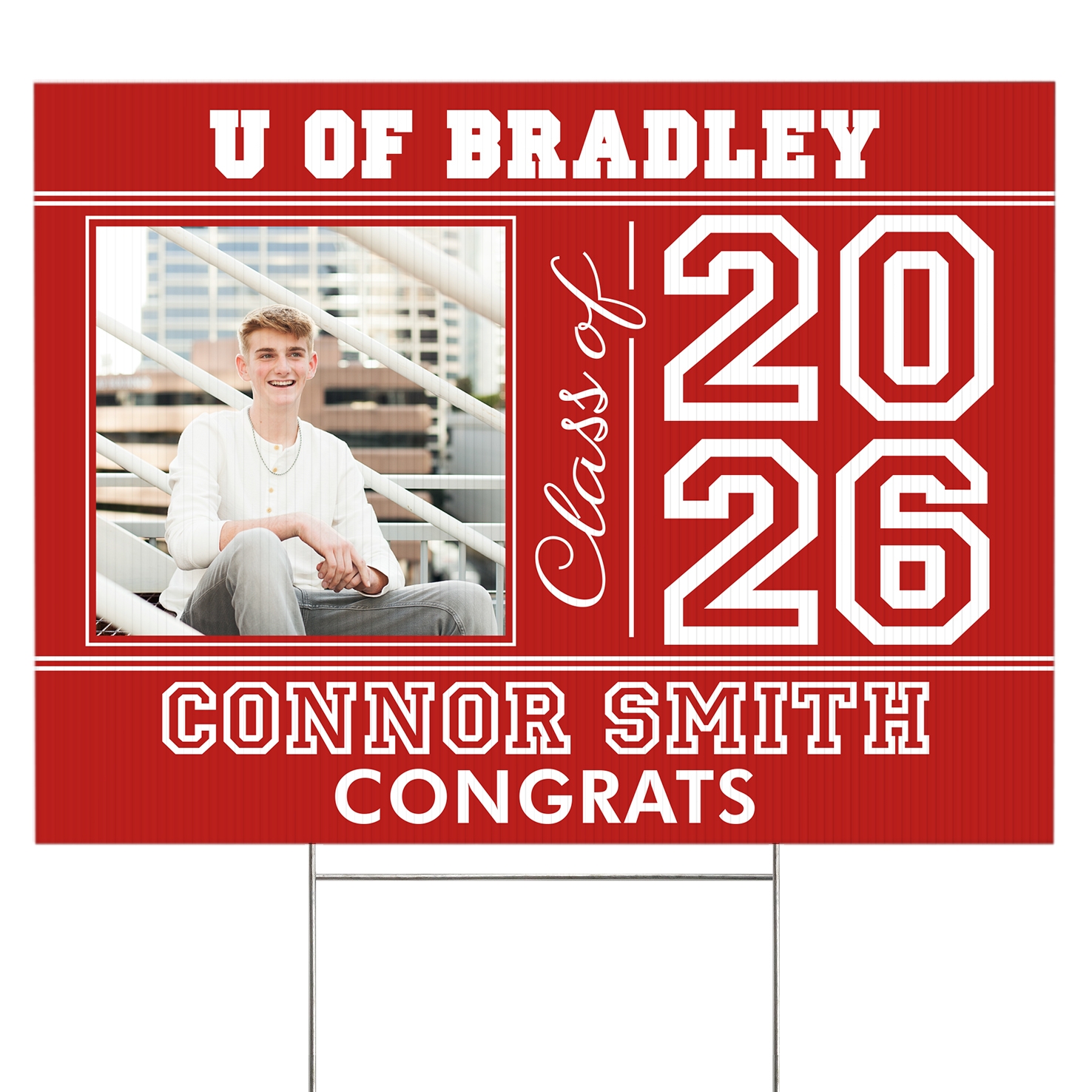 All Star Grad Photo 1 Sided Yard Sign- Red at Gifts.com