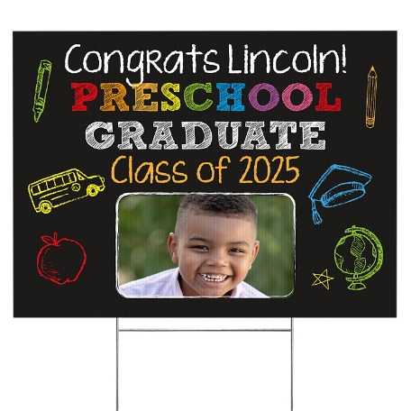 Colorful Celebrations Photo Graduation 2 Sided Yard Sign