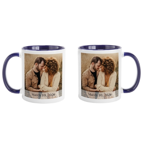 Picture-Perfect Photo Mug w/Message - 11oz w/Navy Handle