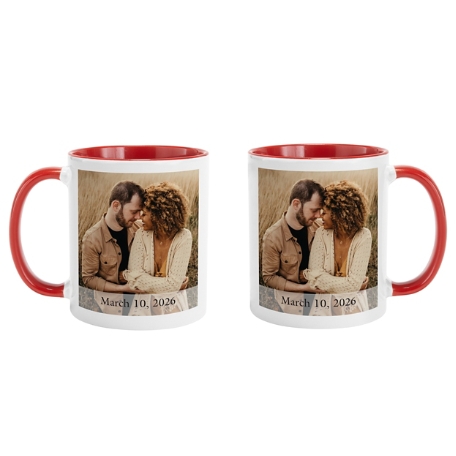 Picture-Perfect Photo Mug w/Message - 11oz w/Red Handle