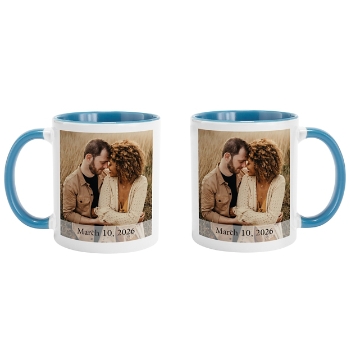 Picture-Perfect Photo Mug w/Message - 11oz w/Light Blue Handle