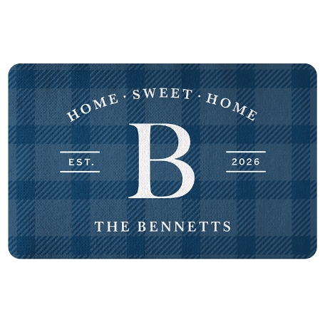 Plaid Home Sweet Home Doormat - Blue - 17x27