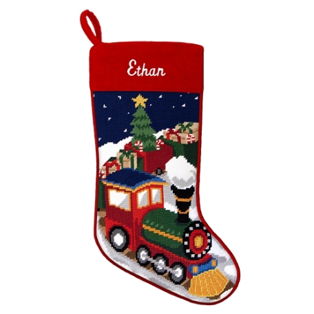 Needlepoint Stocking - Train