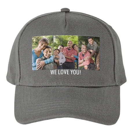 Create Your Own Photo Cap - Gray - 3 Photos